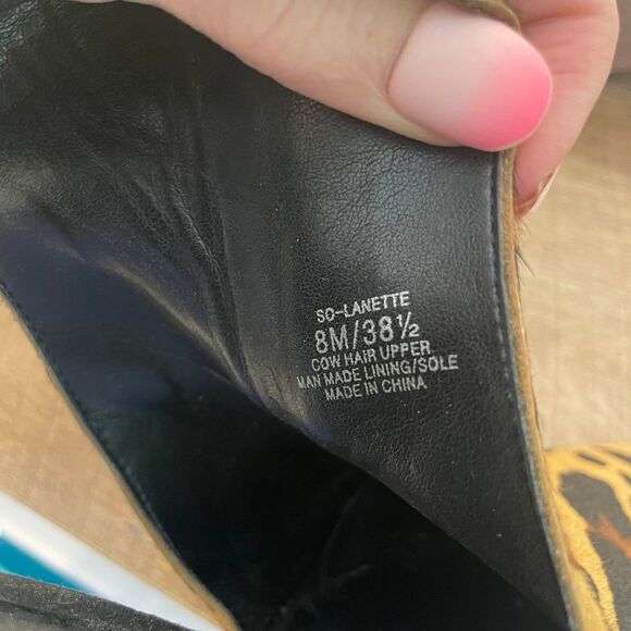 Size 8 Sole Society Cheetah Print Cow Hair Booties ankle shoes - Picture 7 of 7